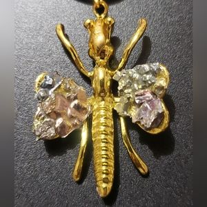 Bismuth Dragonfly pendant Necklace